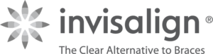 Flowery Invisalign logo with "The Clear Alternative to Braces" underneath "invisalign"